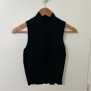 Zara Women’s Black Ribbed Sleevless Mock Neck Tank Top | Size Small